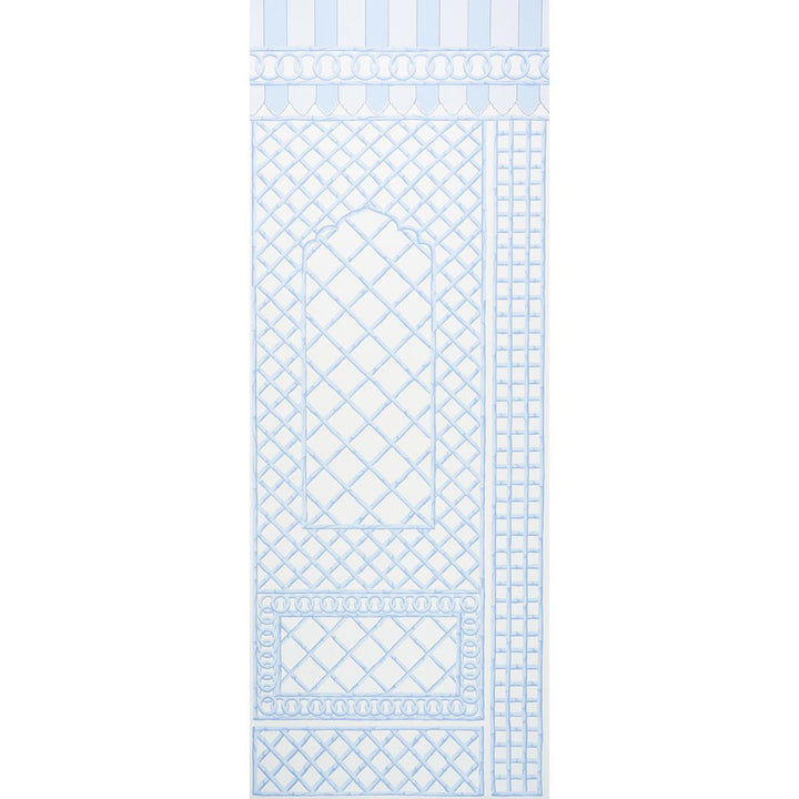 Bamboo Trellis Panel B Blue 5014401 by Schumacher Wallpaper Marie-Anne Oudejans 54.5" - Fabric Carolina -