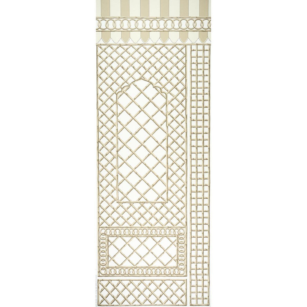 Bamboo Trellis Panel B Neutral 5014402 by Schumacher Wallpaper Marie-Anne Oudejans 54.5" - Fabric Carolina -