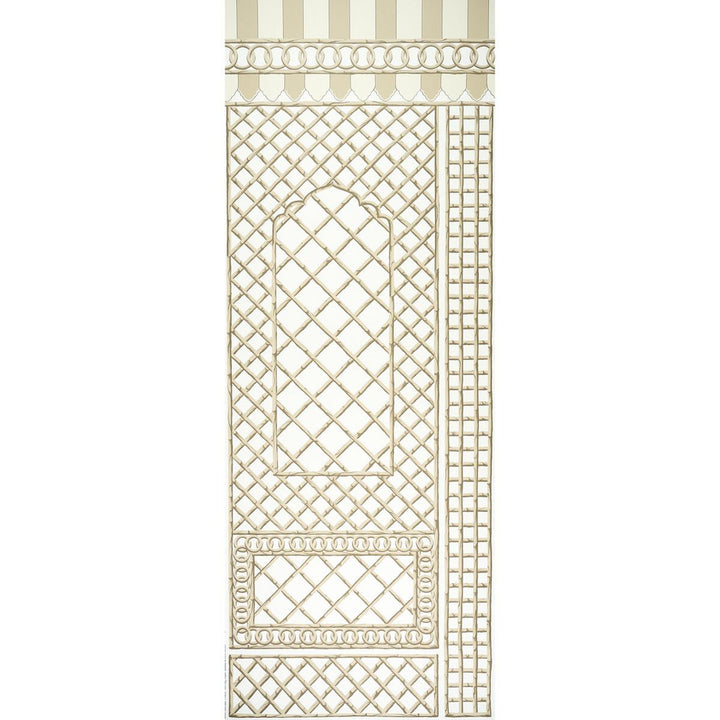 Bamboo Trellis Panel B Neutral 5014402 by Schumacher Wallpaper Marie-Anne Oudejans 54.5" - Fabric Carolina -