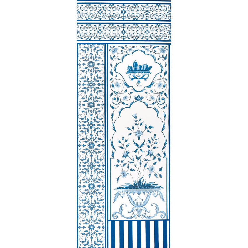 Mughal Garden Panel B Blue 5014420 by Schumacher Wallpaper Marie-Anne Oudejans 54.5" - Fabric Carolina -