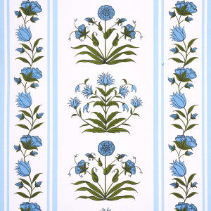 Poppy Stripes Blue 5014451 by Schumacher Wallpaper
