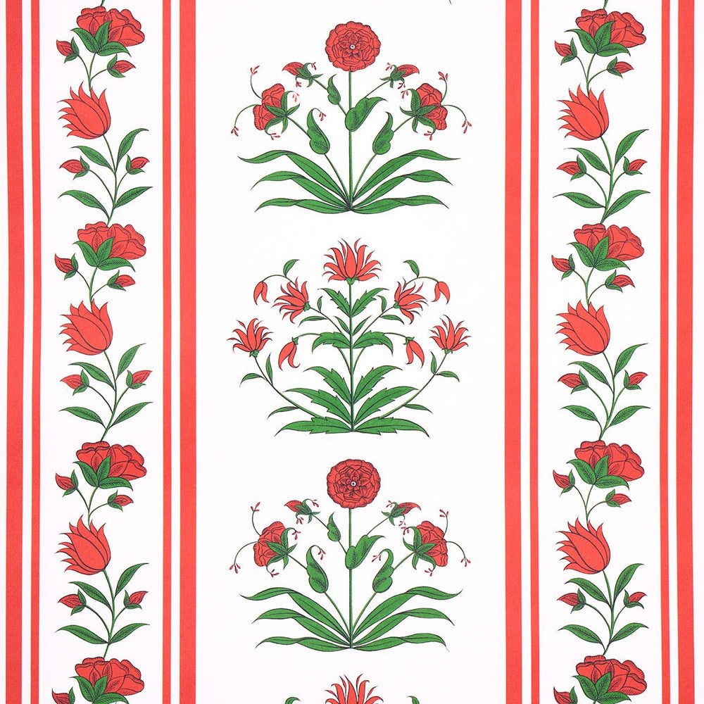 Poppy Stripes Red 5014450 by Schumacher Wallpaper Marie-Anne Oudejans 13.5" - Fabric Carolina -