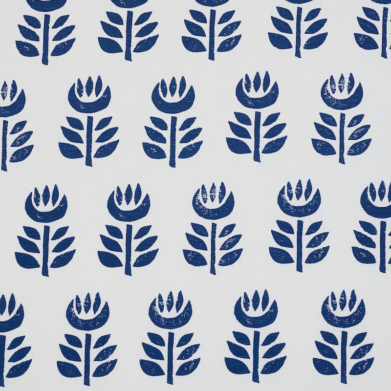 Rosenborg Hand Print Navy 179402 by Schumacher Fabric Scandinavian Modern 27.0" - Fabric Carolina -