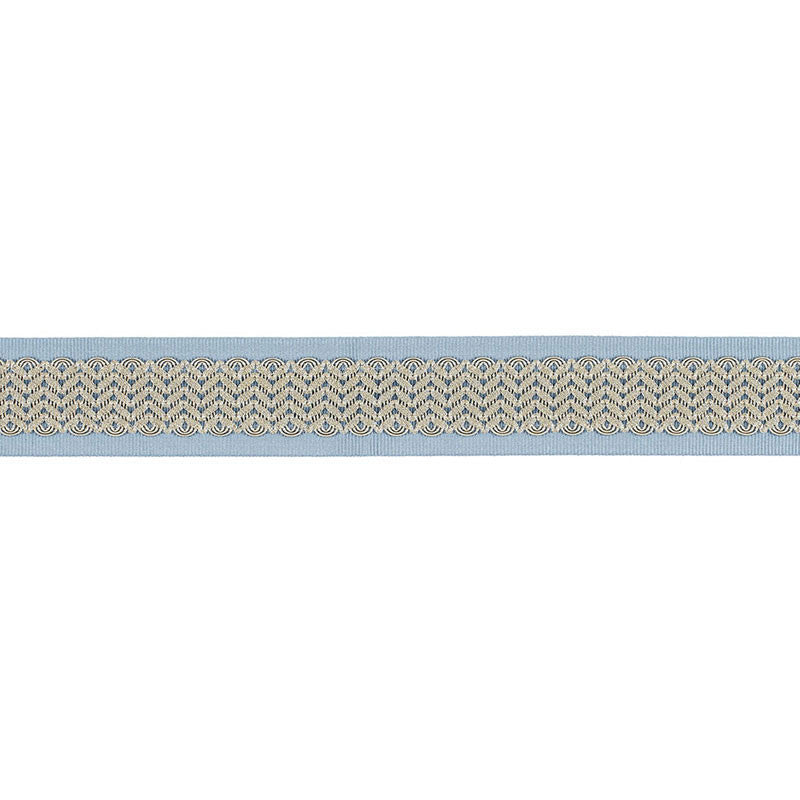 Sunset Strip Tape Pacific 68652 by Schumacher Designer Trim TIMOTHY CORRIGAN See Sample CHINA - </p><p>Repeat: Horizontal: 3/4" (2CM) and Vertical: - 2 1/2" WIDE (6 CM) - Swanky Fabrics -