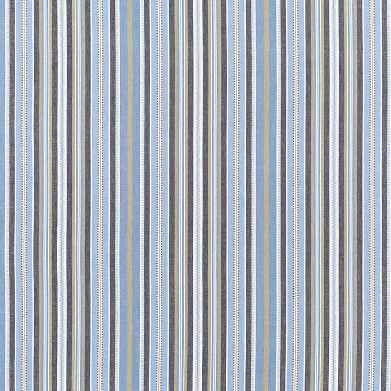 Avignon Stripe Bleu 68681 by Schumacher Designer Fabric CHROMA SP14 COTTON 100% INDIA MARTINDALE 12,000 </p><p>Repeat: Horizontal: 9" (23CM) and Vertical: 54 - Swanky Fabrics -