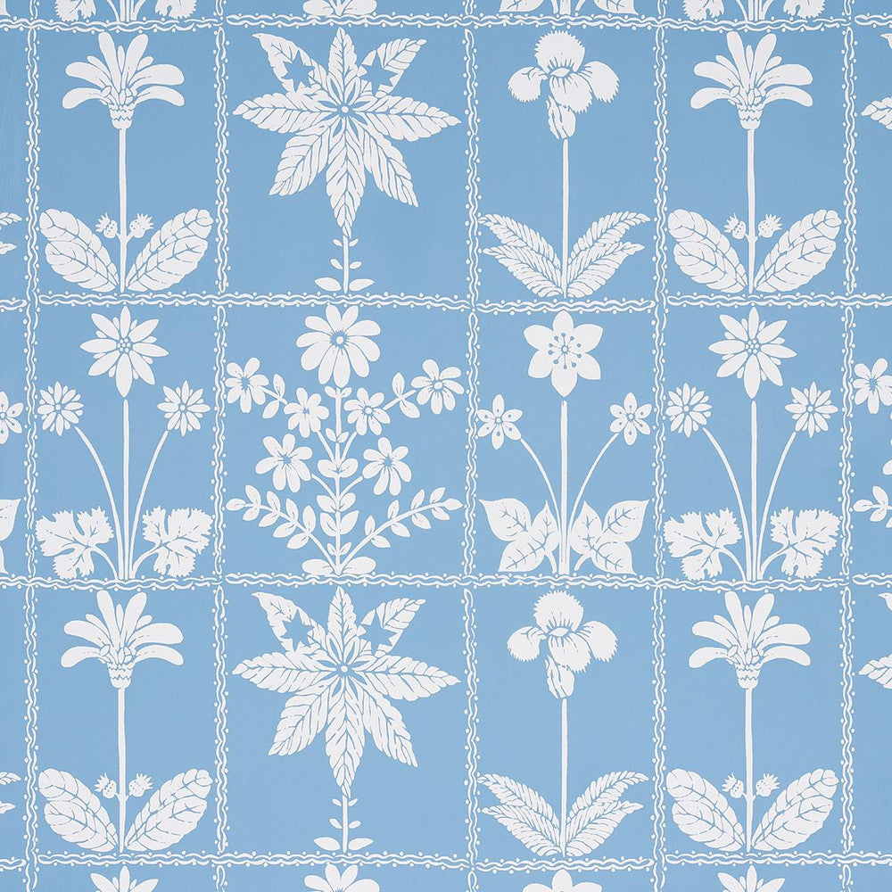 Georgia Wildflowers Blue 5014820 by Schumacher Wallpaper Folly Cove 27.0" - Fabric Carolina -