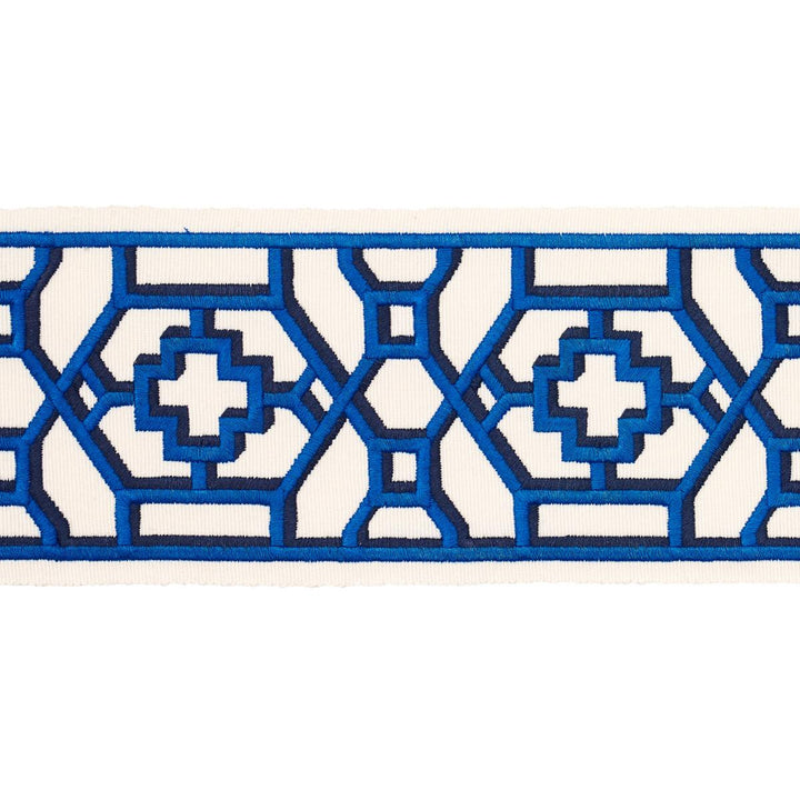 Zanzibar Trellis Tape Blue 81280 by Schumacher Trim Moon River 3.5" - Fabric Carolina -