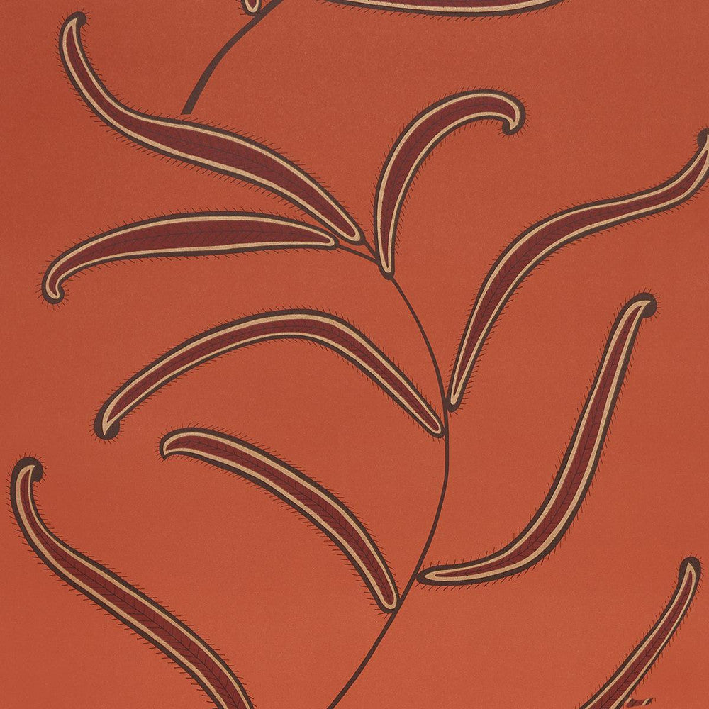 Caterpillar Leaf Tomato 5014532 by Schumacher Designer Wallpaper Neisha Crosland 20.5" - Swanky Fabrics -