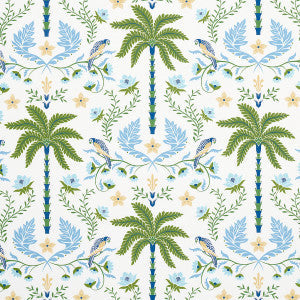 Island Palm Indoor/Outdoor Blue & Green 180980 by Schumacher Fabric