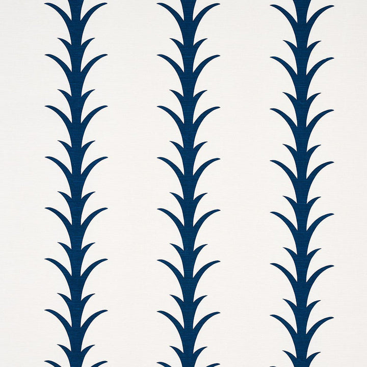Acanthus Stripe Navy 177635 by Schumacher Designer Fabric Moon River 10.75" - Swanky Fabrics -