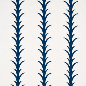 Acanthus Stripe Navy 177635 by Schumacher Fabric