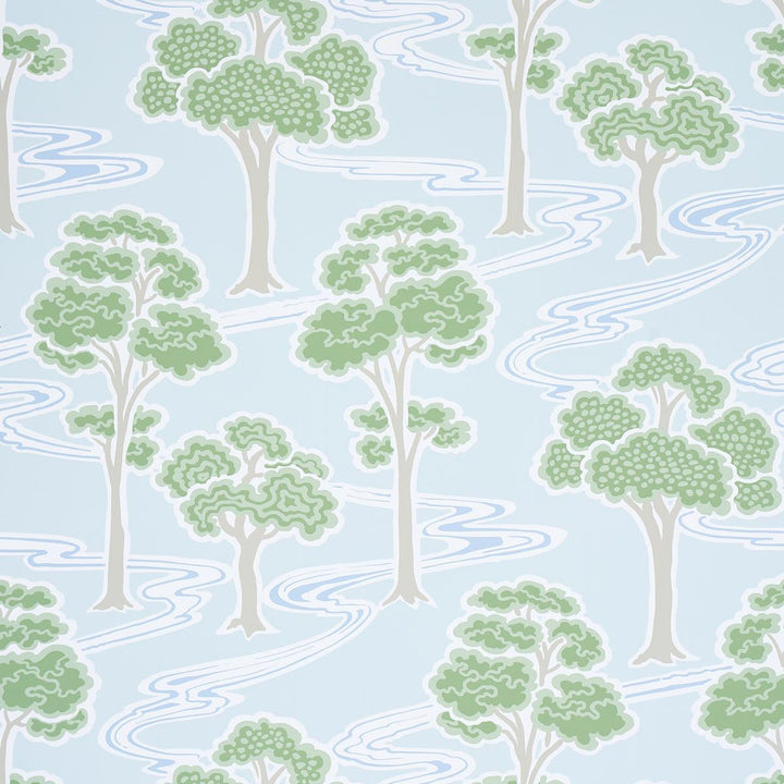Tree River Mineral 5009102 by Schumacher Wallpaper Moon River 27.0" - Fabric Carolina -