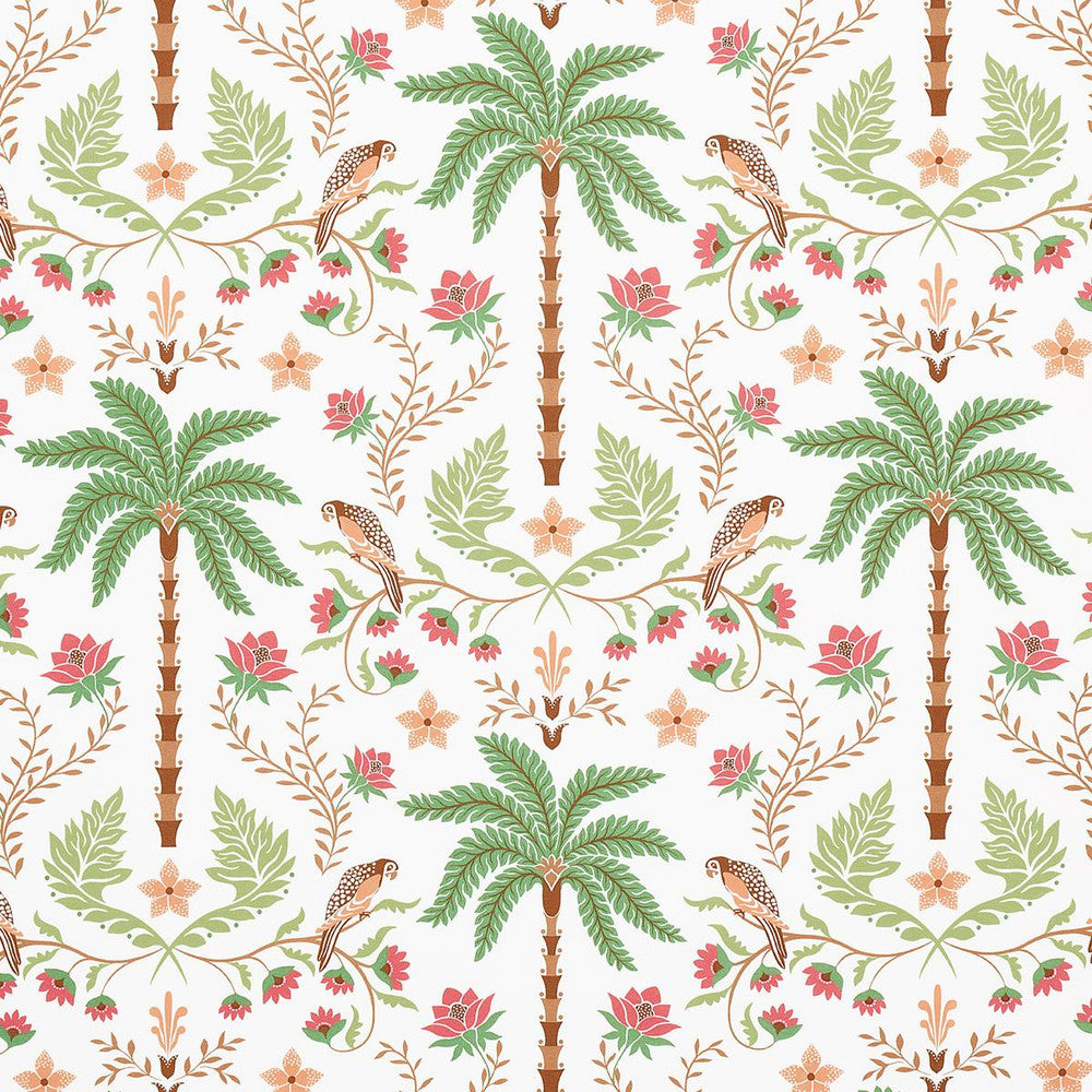 Island Palm Indoor/Outdoor Coral & Green 180981 by Schumacher Fabric Isola Indoor/Outdoor 27.0" - Fabric Carolina -