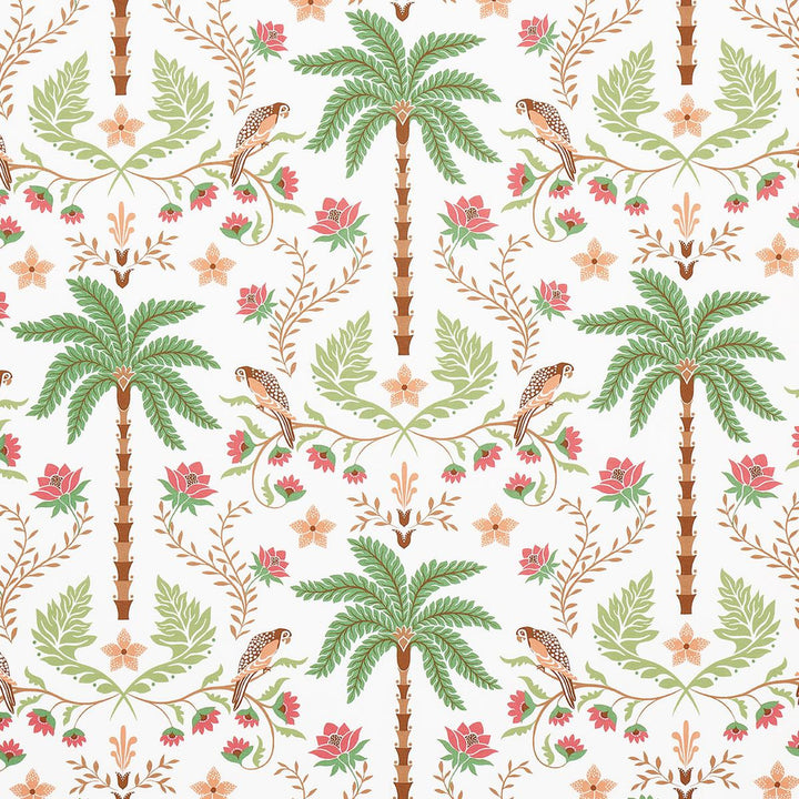 Island Palm Indoor/Outdoor Coral & Green 180981 by Schumacher Fabric Isola Indoor/Outdoor 27.0" - Fabric Carolina -