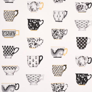 Onie'S Teacups Ink 5014780 by Schumacher Wallpaper