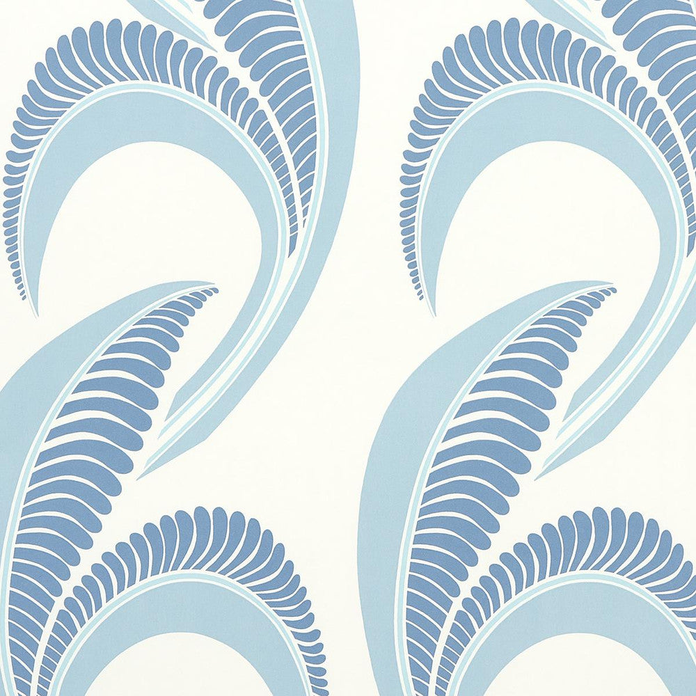 Banana Leaf China Blue 5014982 by Schumacher Wallpaper Neisha Crosland 20.5" - Fabric Carolina -