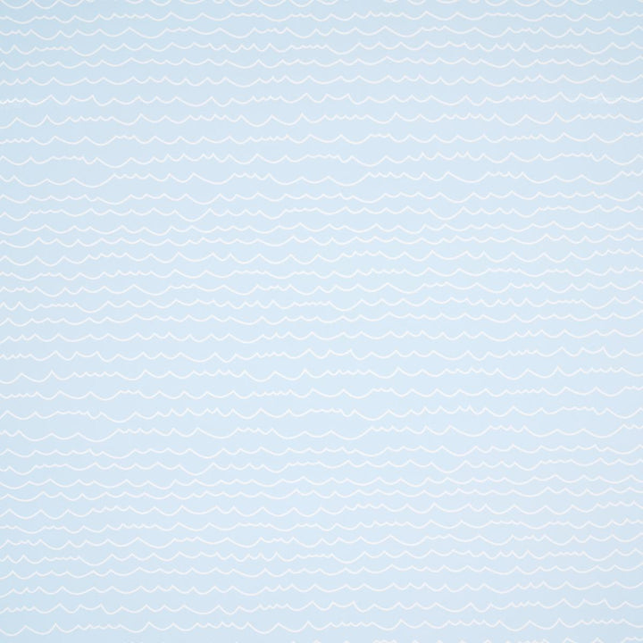 Waves White On Sky 5007464 by Schumacher Wallpaper Moon River 27.0" - Fabric Carolina -