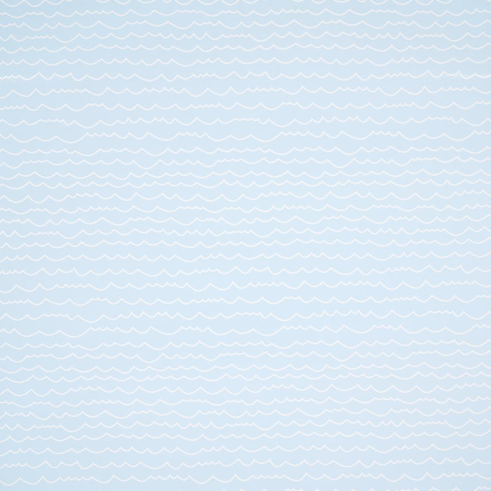 Waves White On Sky 5007464 by Schumacher Designer Wallpaper Moon River 27.0" - Swanky Fabrics -