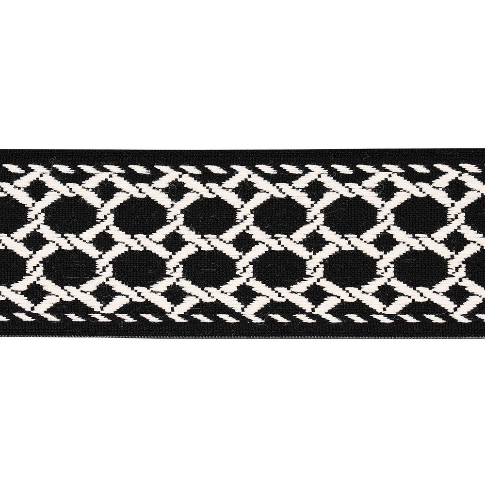 Lattice Indoor/Outdoor Tape Black 82824 by Schumacher Designer Trim Swing Time Indoor/Outdoor 3.38" - Swanky Fabrics -