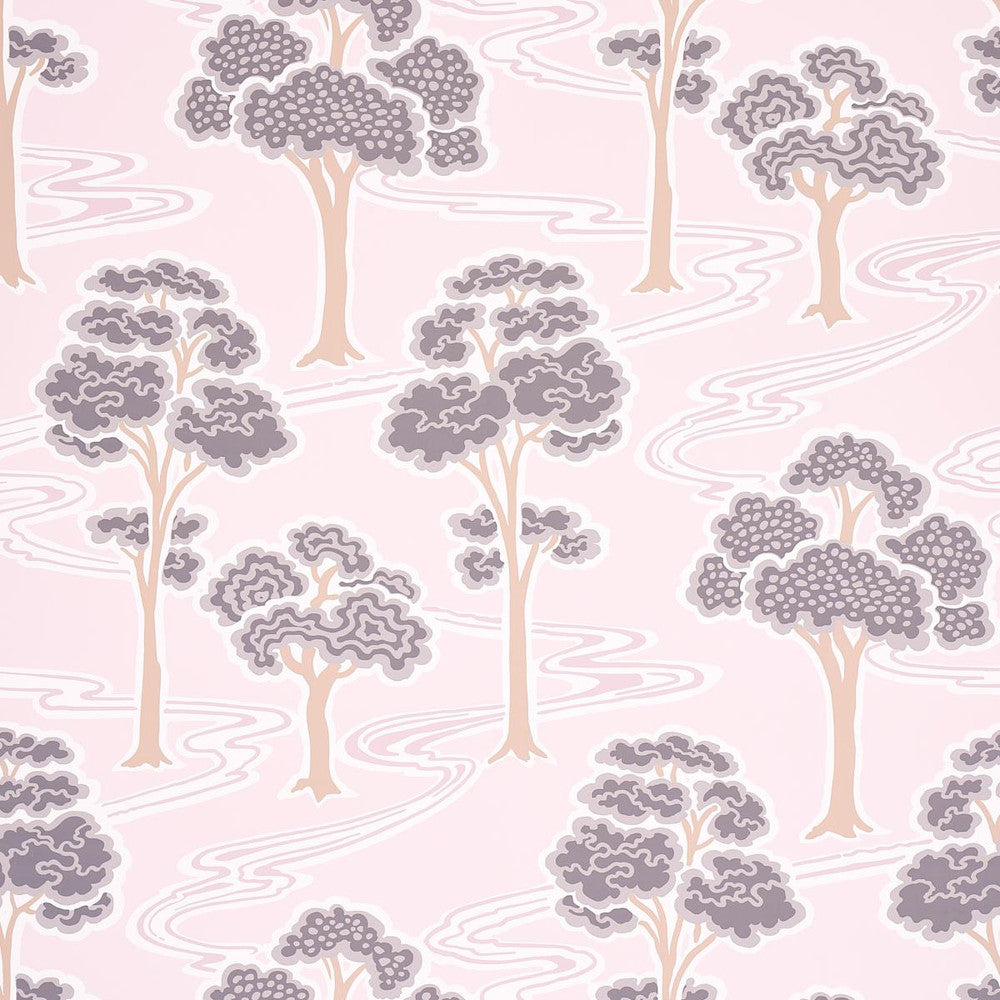 Tree River Blush 5009101 by Schumacher Wallpaper Moon River 27.0" - Fabric Carolina -