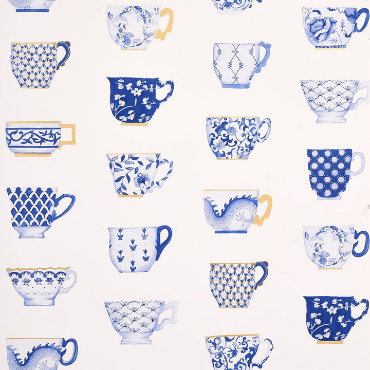 Onie'S Teacups Porcelin 5014782 by Schumacher Designer Wallpaper New Old-Fashioned 27.0" - Swanky Fabrics -