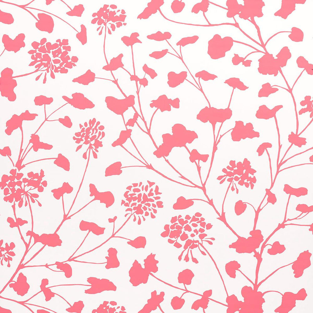 Pennick Coral On Ivory 5010543 by Schumacher Wallpaper Moon River 13.5" - Fabric Carolina -