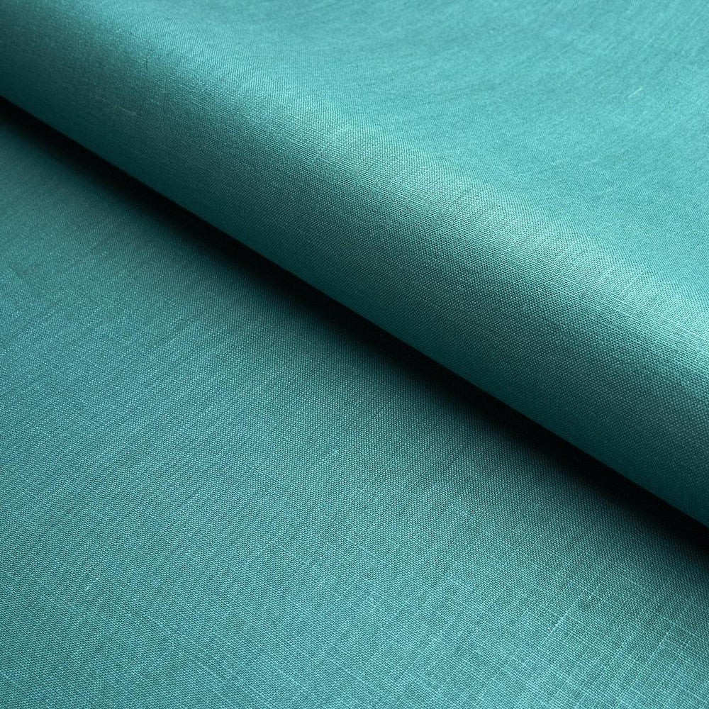 Lange Glazed Linen Peacock 82686 by Schumacher Fabric Perfect Basics: Linen - Fabric Carolina -