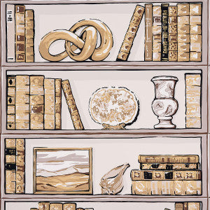 Natalies Library Mocha 5014731 by Schumacher Wallpaper