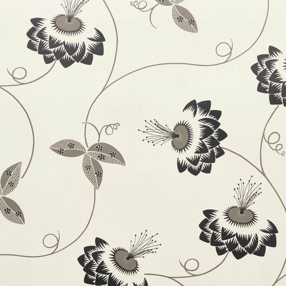 Merlin Black & Cream 5015050 by Schumacher Wallpaper Neisha Crosland 27.0" - Fabric Carolina -