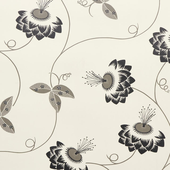 Merlin Black & Cream 5015050 by Schumacher Wallpaper Neisha Crosland 27.0" - Fabric Carolina -