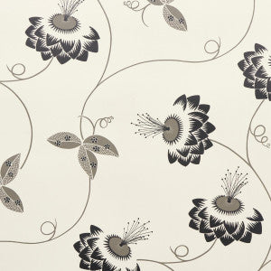 Merlin Black & Cream 5015050 by Schumacher Wallpaper