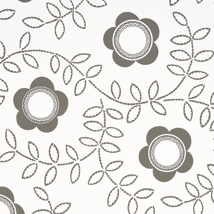 Tudor Rose Charcoal White 5015100 by Schumacher Wallpaper Neisha Crosland 27.0" - Fabric Carolina -