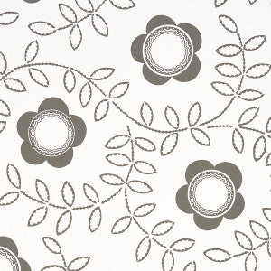 Tudor Rose Charcoal White 5015100 by Schumacher Wallpaper