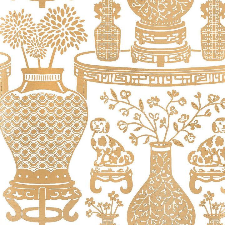 Hellene Mylar Gold 5010611 by Schumacher Wallpaper Moon River 27.5" - Fabric Carolina -