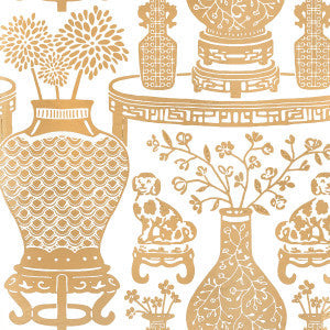 Hellene Mylar Gold 5010611 by Schumacher Wallpaper