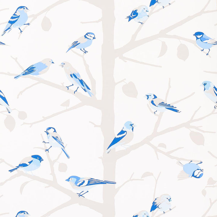 A-Twitter Blues 5005034 by Schumacher Wallpaper Moon River 27.0" - Fabric Carolina -