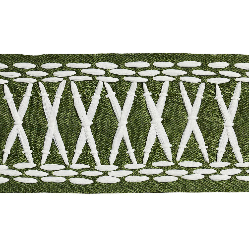Tikki Tape Green 69306 by Schumacher Designer Trim Mary Mcdonald 1.0" - Swanky Fabrics -