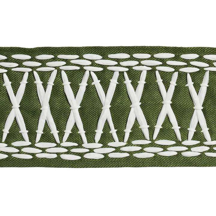 Tikki Tape Green 69306 by Schumacher Designer Trim Mary Mcdonald 1.0" - Swanky Fabrics -