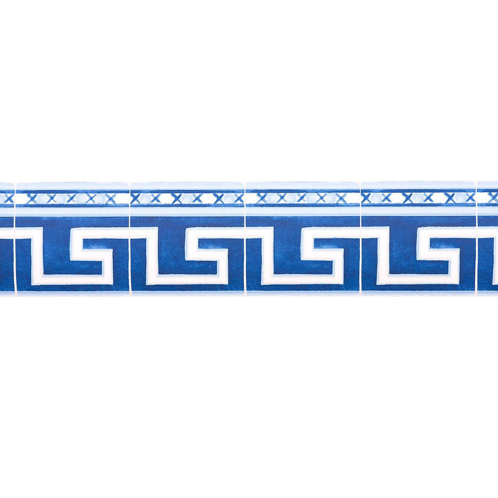 Azulejos Border Azure 5015130 by Schumacher Designer Wallpaper Mary Mcdonald - Swanky Fabrics -
