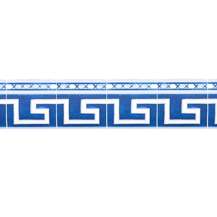 Azulejos Border Azure 5015130 by Schumacher Designer Wallpaper Mary Mcdonald - Swanky Fabrics -