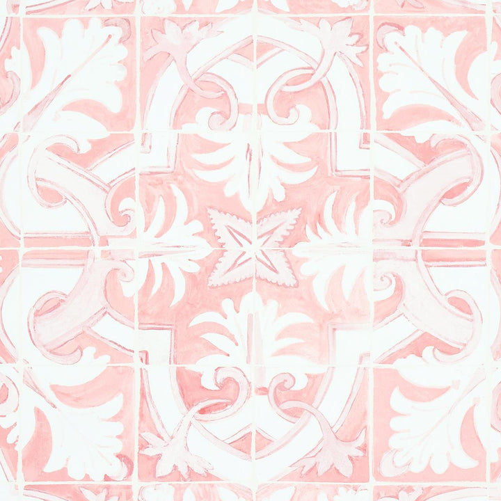 Azulejos Pink 5015122 by Schumacher Wallpaper Mary Mcdonald 27.0" - Fabric Carolina -