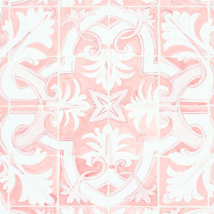 Azulejos Pink 5015122 by Schumacher Wallpaper
