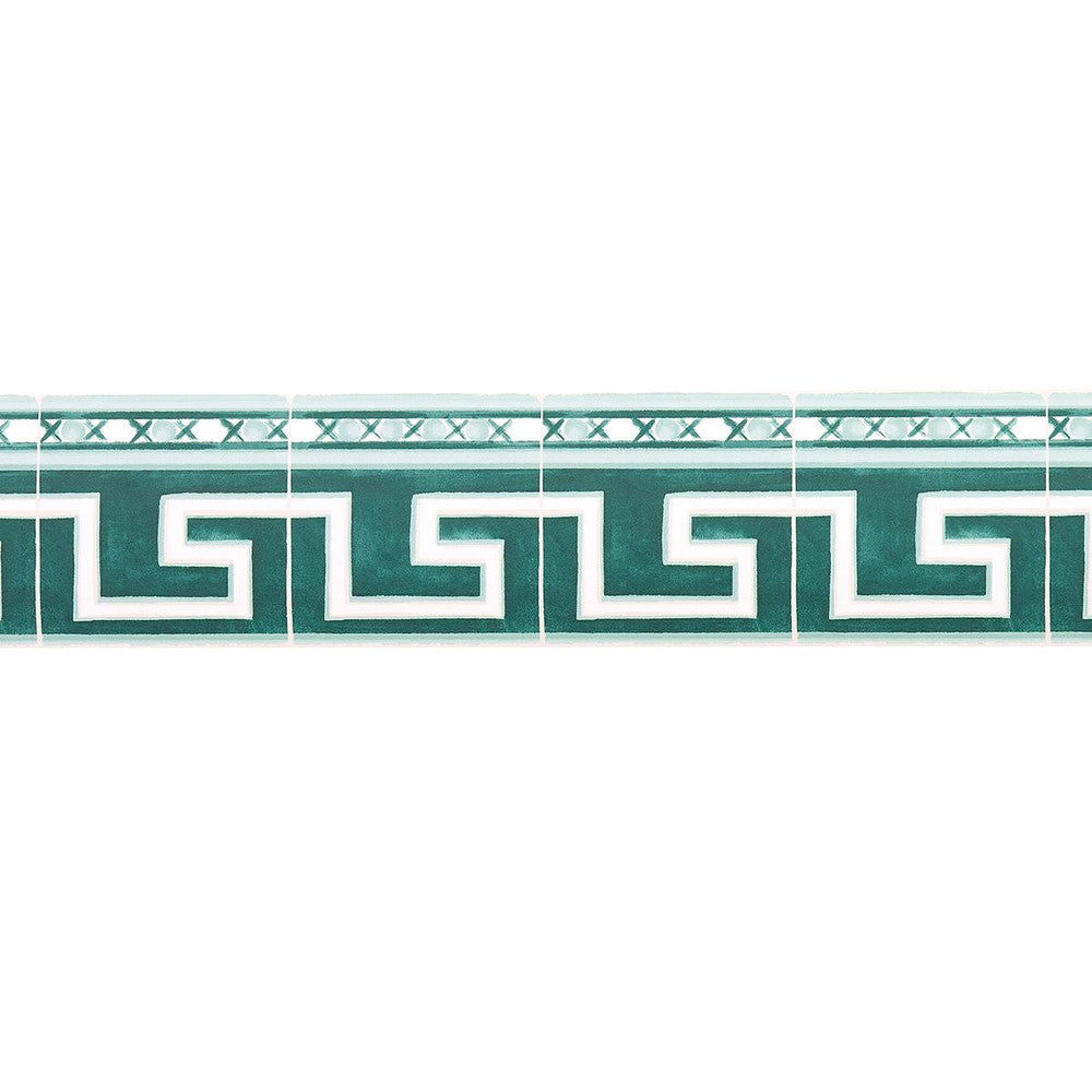 Azulejos Border Emerald 5015131 by Schumacher Wallpaper Mary Mcdonald - Fabric Carolina -