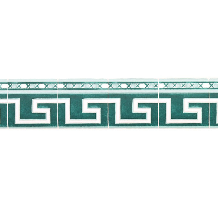 Azulejos Border Emerald 5015131 by Schumacher Wallpaper Mary Mcdonald - Fabric Carolina -