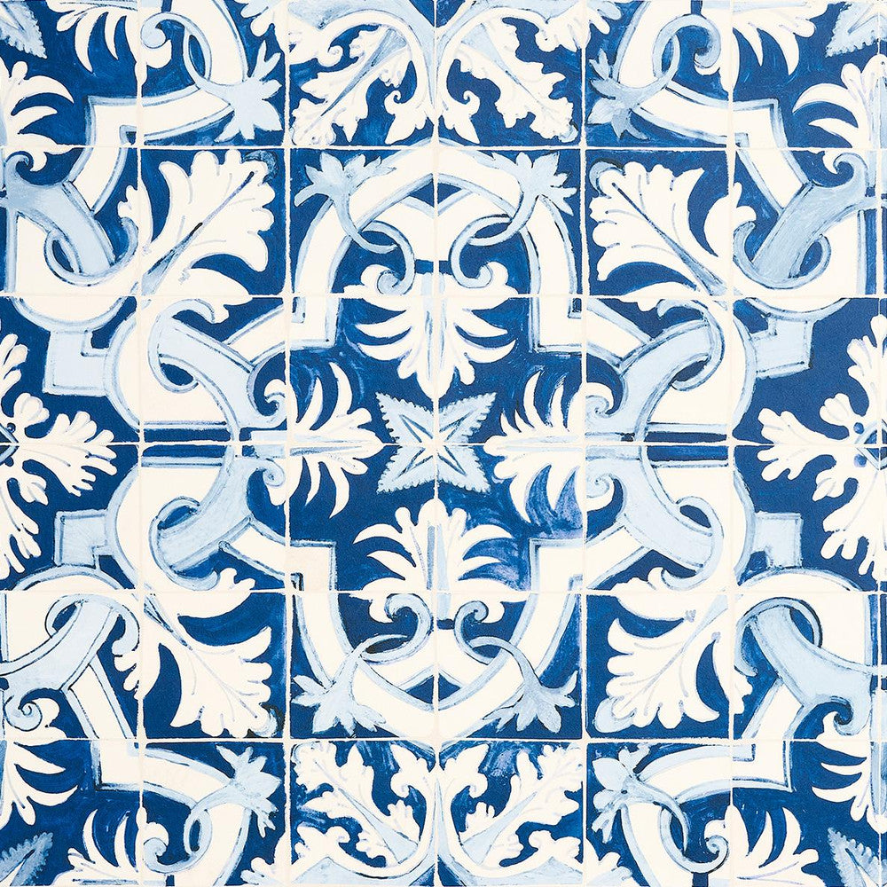 Azulejos Azure 5015120 by Schumacher Wallpaper Mary Mcdonald 27.0" - Fabric Carolina -
