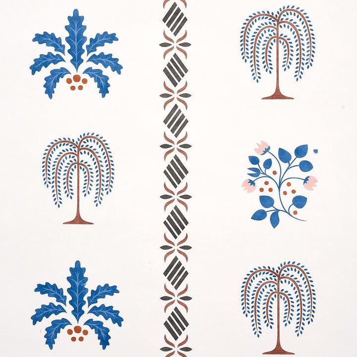 Willard House Stencil Blue 5014840 by Schumacher Wallpaper New Americana 54.0" - Fabric Carolina -