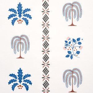Willard House Stencil Blue 5014840 by Schumacher Wallpaper