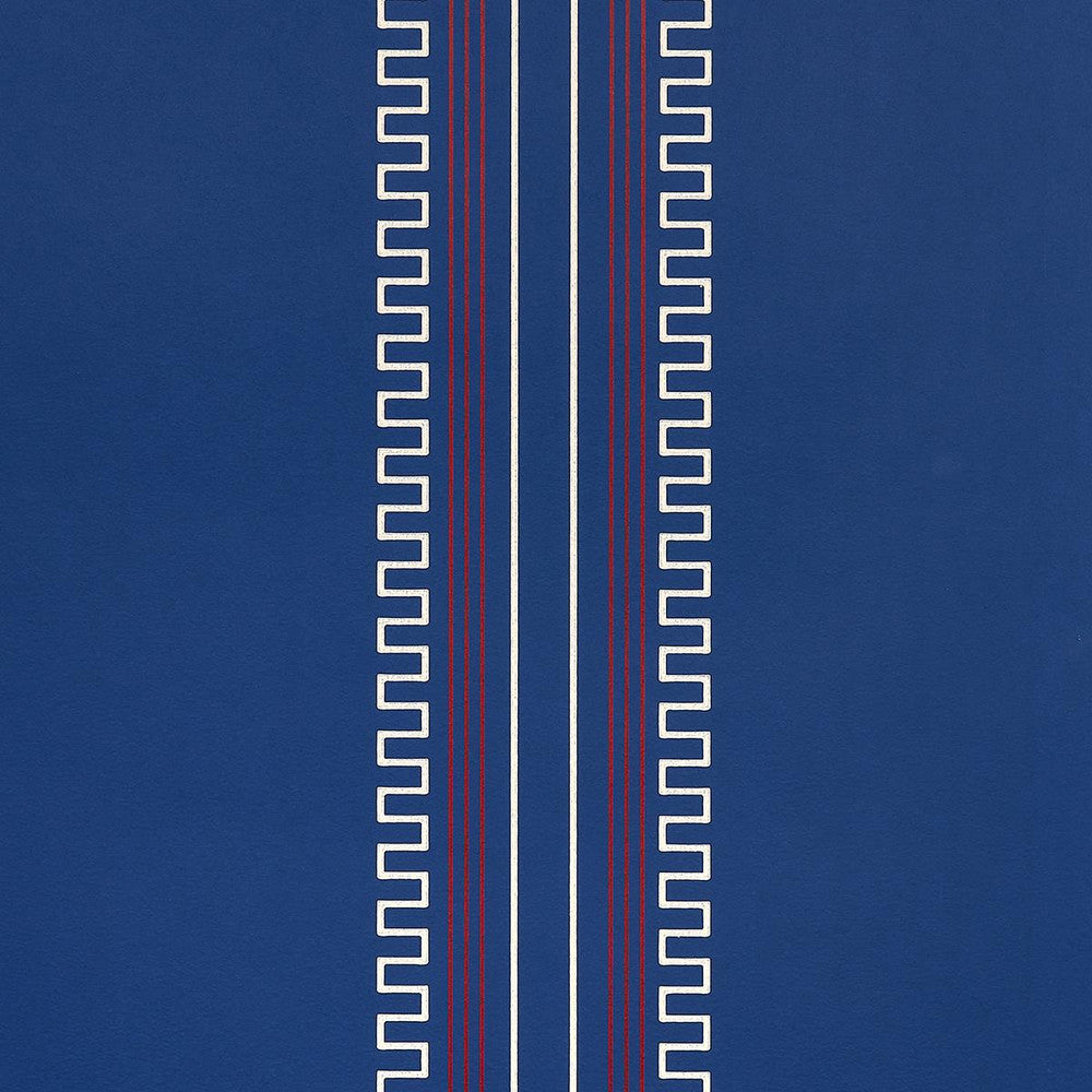 Greco Stripe Navy 5015141 by Schumacher Wallpaper Mary Mcdonald 27.0" - Fabric Carolina -