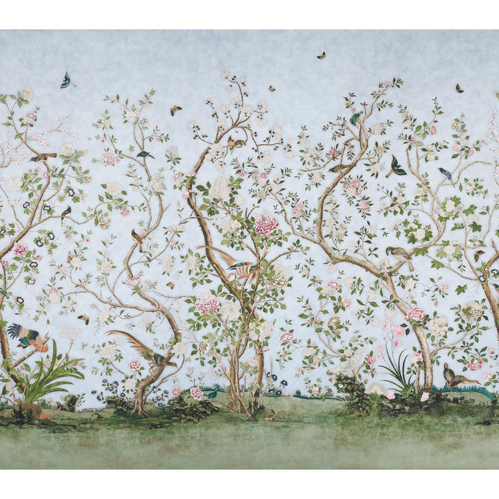 Les Oiseaux Sky 5015150 by Schumacher Wallpaper Mary Mcdonald 162.0" - Fabric Carolina -