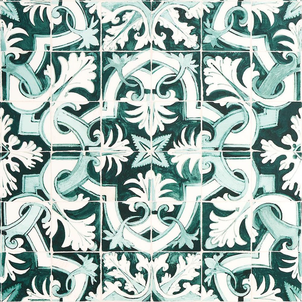 Azulejos Emerald 5015121 by Schumacher Wallpaper Mary Mcdonald 27.0" - Fabric Carolina -